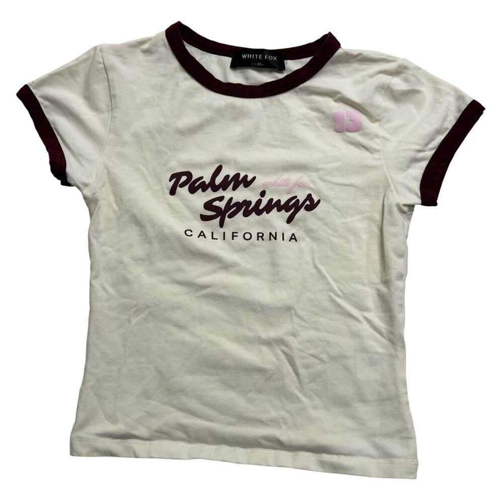 White Fox Palm Springs Baby Tee in Ivory